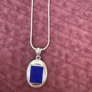 Sterling silver necklace lapis pendent